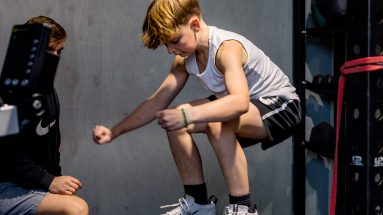 Nk Fitness Youth personal training Ascot athlete performs a box jump